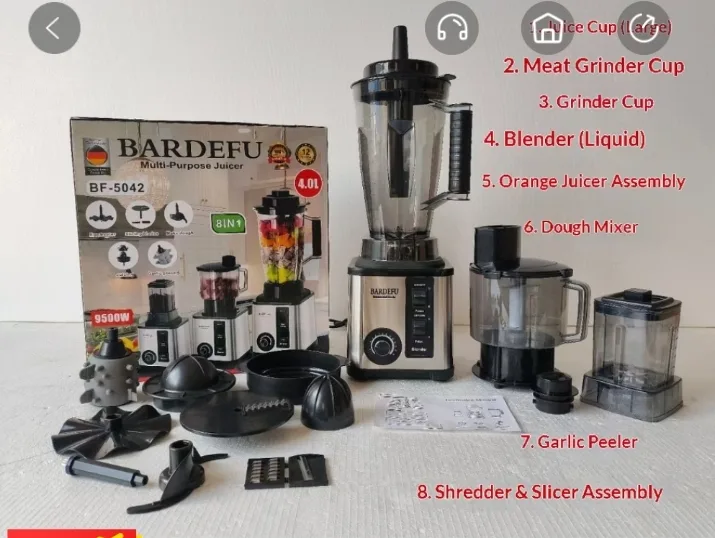 8-in-1 Motor bardefu blender, 4L large capacity