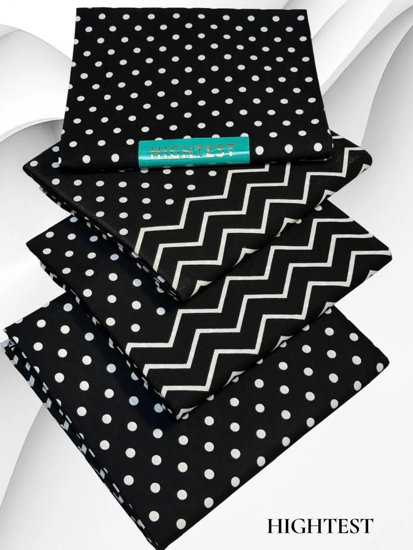 Highest Premium Polka Dot & Zigzag Ankara Fabric – Black & White (6 Yards)