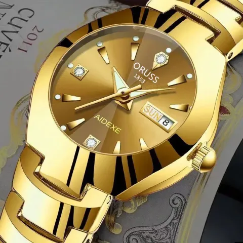 Auri Unisex Aidexe Oruss Quartz Watch – Elegant Stainless Steel Calendar Wristwatch